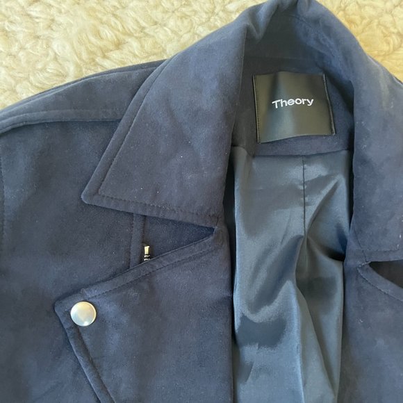 Theory Navy Blue Suede Jacket - Picture 3 of 5